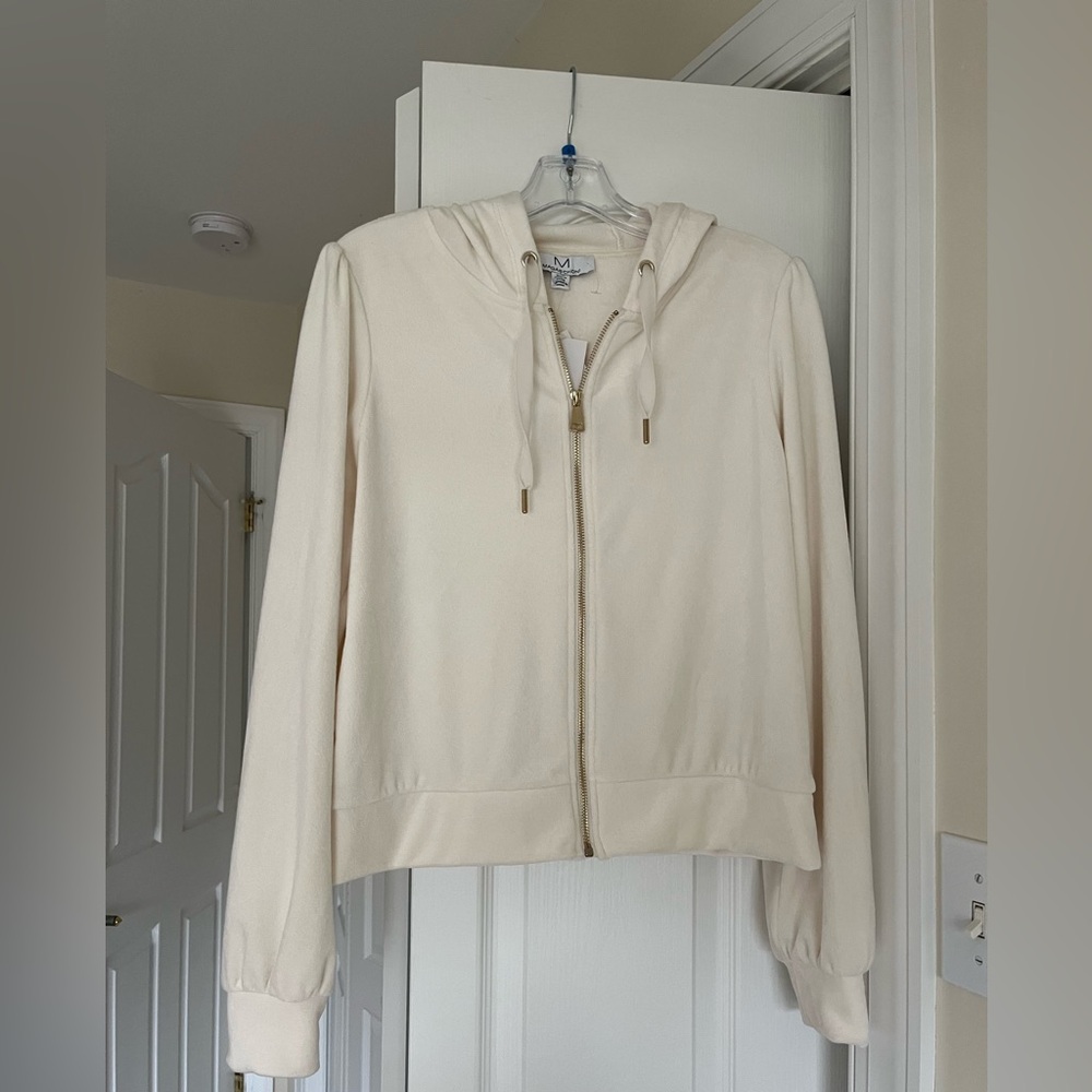 Magashoni cream zip up hoodie.